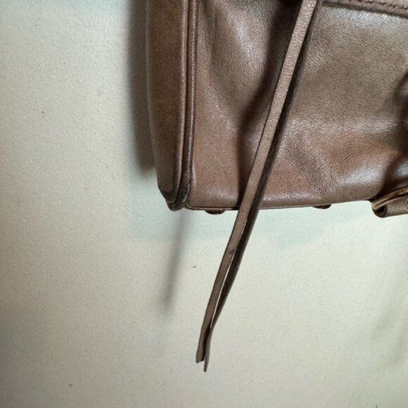 Rebecca Minkoff Mini MAC Leather Crossbody Bag Shoulder Chain Strap Tan Zip Tote - Picture 12 of 16